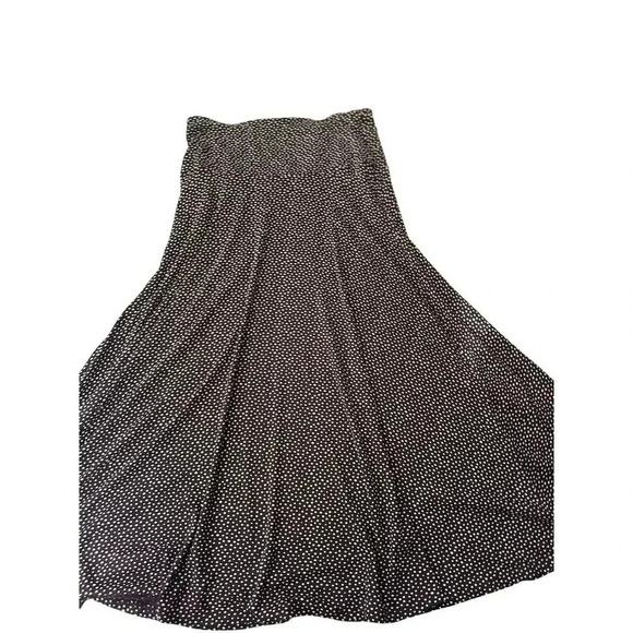 Women's Black & White Polka Dot Maxi Skirt Size M Casual Long Stretchy Wide Band - Picture 7 of 11
